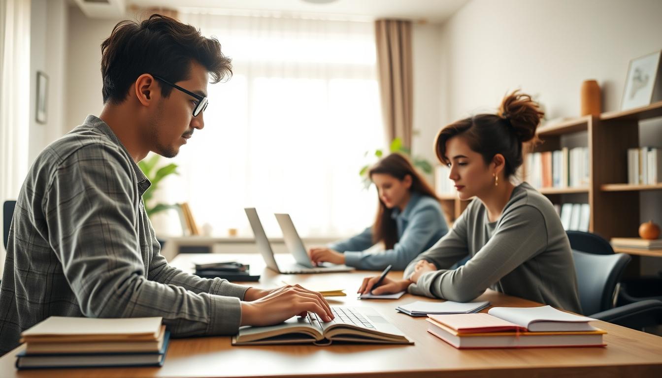 Students collaborating in study space