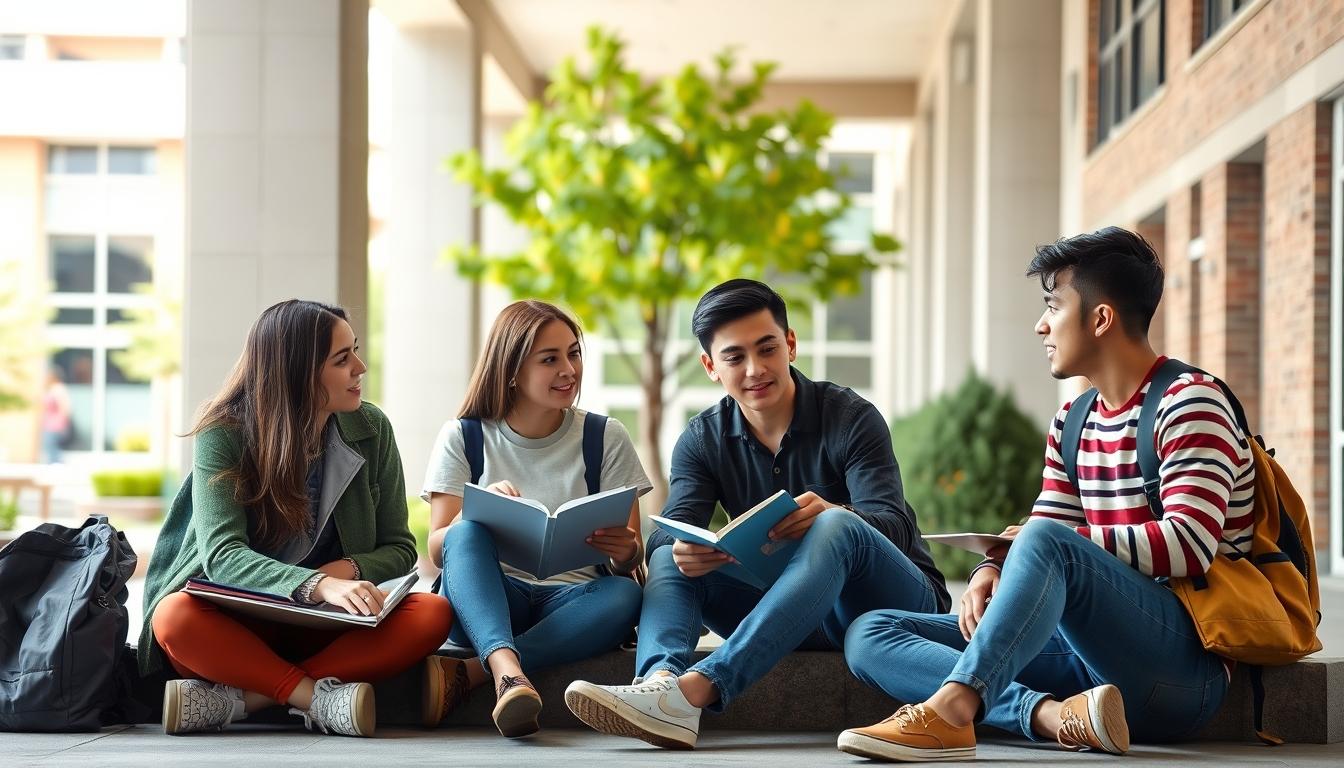 Student using a study guide to organize academic notes